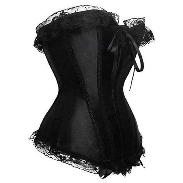 Seksi Siyah Korse dantel kadar Boned Overbust Korse Bustier Seksi Siyah Korse dantel kadar Boned Overbust Korse Bustier