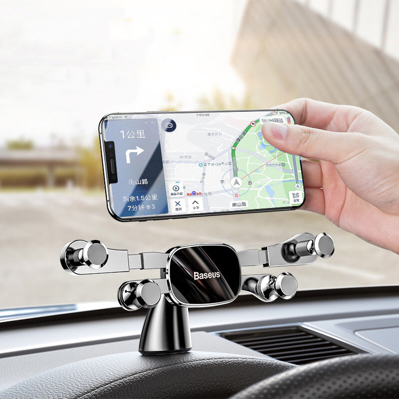 Baseus水平直視重力リンク自動ロックダッシュボード車マウント4.7インチ-6.5インチスマートフォン用iPhoneホルダーSamsungノート10 Redmi Note 8 Pro