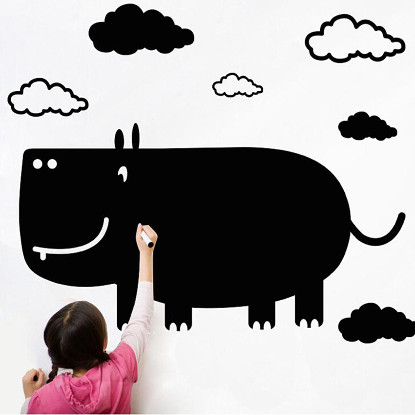 Creative Cartoon Rhino Blackboard Wall Stick For Kid S Room Diy