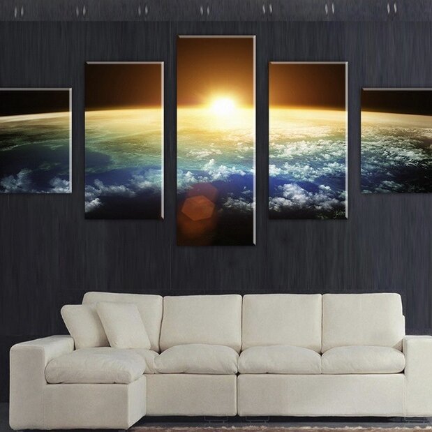 5 Cascade Sunset Space Canvas Wall Painting Picture Home