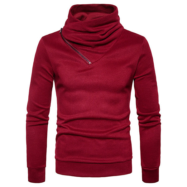Herbst Winter Mode Seite Reißverschluss Haufen Haufen Kragen Pullover Pullover Herren Casual Pure Color Sweater Herbst Winter Mode Seite Reißverschluss Haufen Haufen Kragen Pullover Pullover Herren Casual Pure Color Sweater