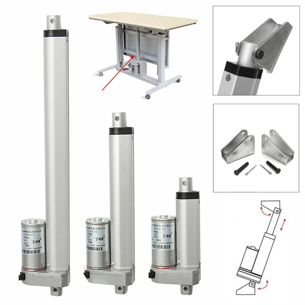 4 Stück Silber Nr Linearantrieb Montagehalterung 2