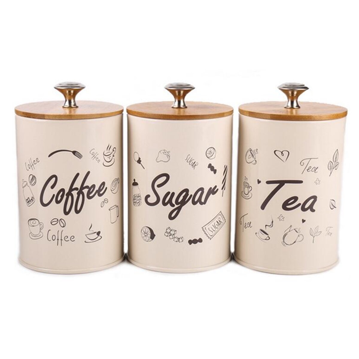 3 unids retro té café azúcar contenedor de almacenamiento de cocina