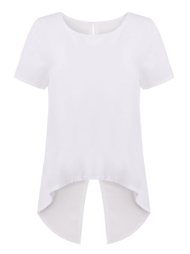 カジュアルセクシーな女性ソリッドシフォンバックレススプリット不規則な裾ブラウス