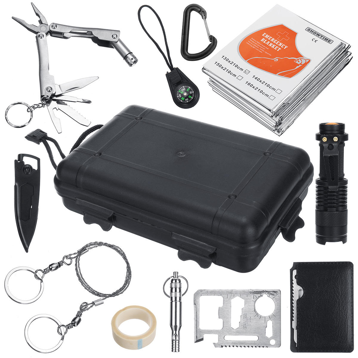 9 en 1 SOS Kit Outdoor équipement d/'urgence Boîte Pour Camping Survival Gear Kit UK