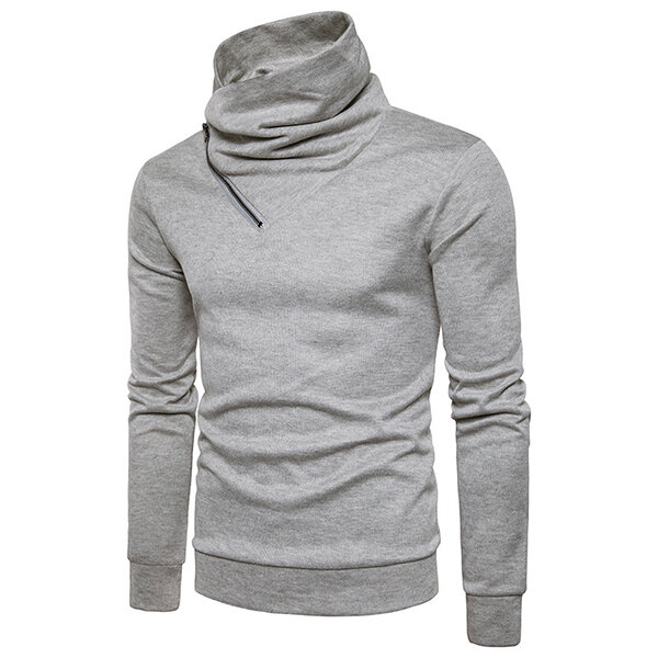 Herbst Winter Mode Seite Reißverschluss Haufen Haufen Kragen Pullover Pullover Herren Casual Pure Color Sweater Herbst Winter Mode Seite Reißverschluss Haufen Haufen Kragen Pullover Pullover Herren Casual Pure Color Sweater