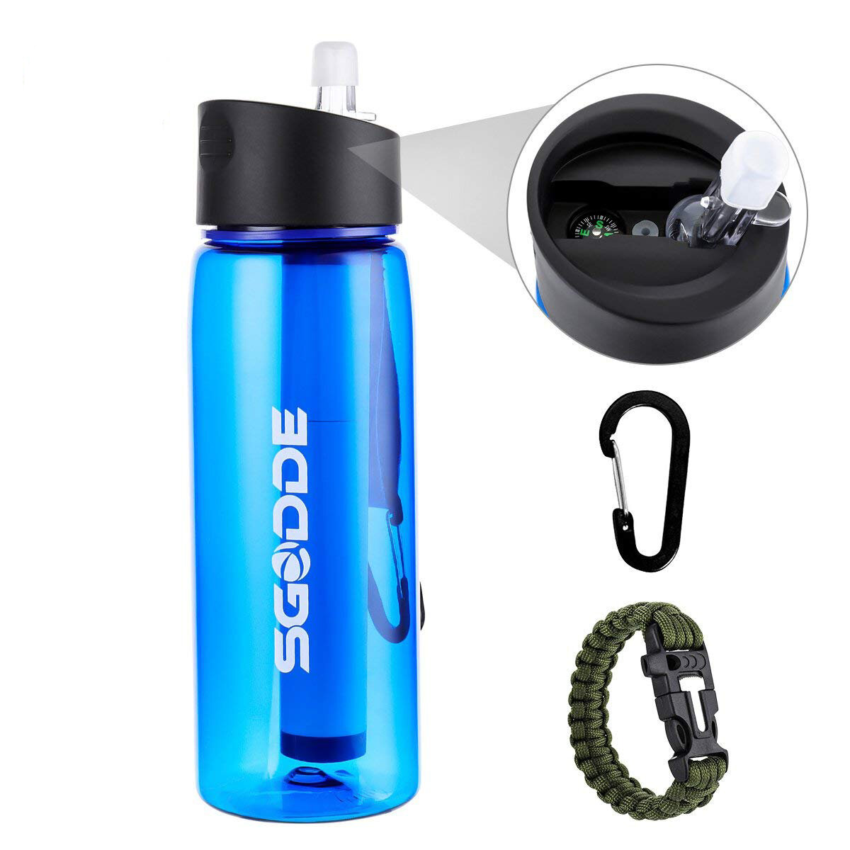 Sgodde Bouteille Deau De Sport De 222 Oz Sans Bpa Avec Filtre De Voyage Extérieur Portatif