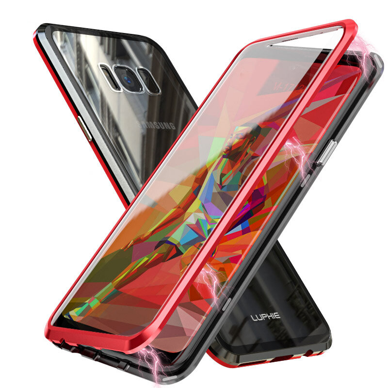 360 Protective كامل الجسم حالة الامتزاز المغناطيسي واقية ل Samsung Galaxy S8/S8 Plus/Note 8 غطاء زجاجي الألومنيوم أشابة