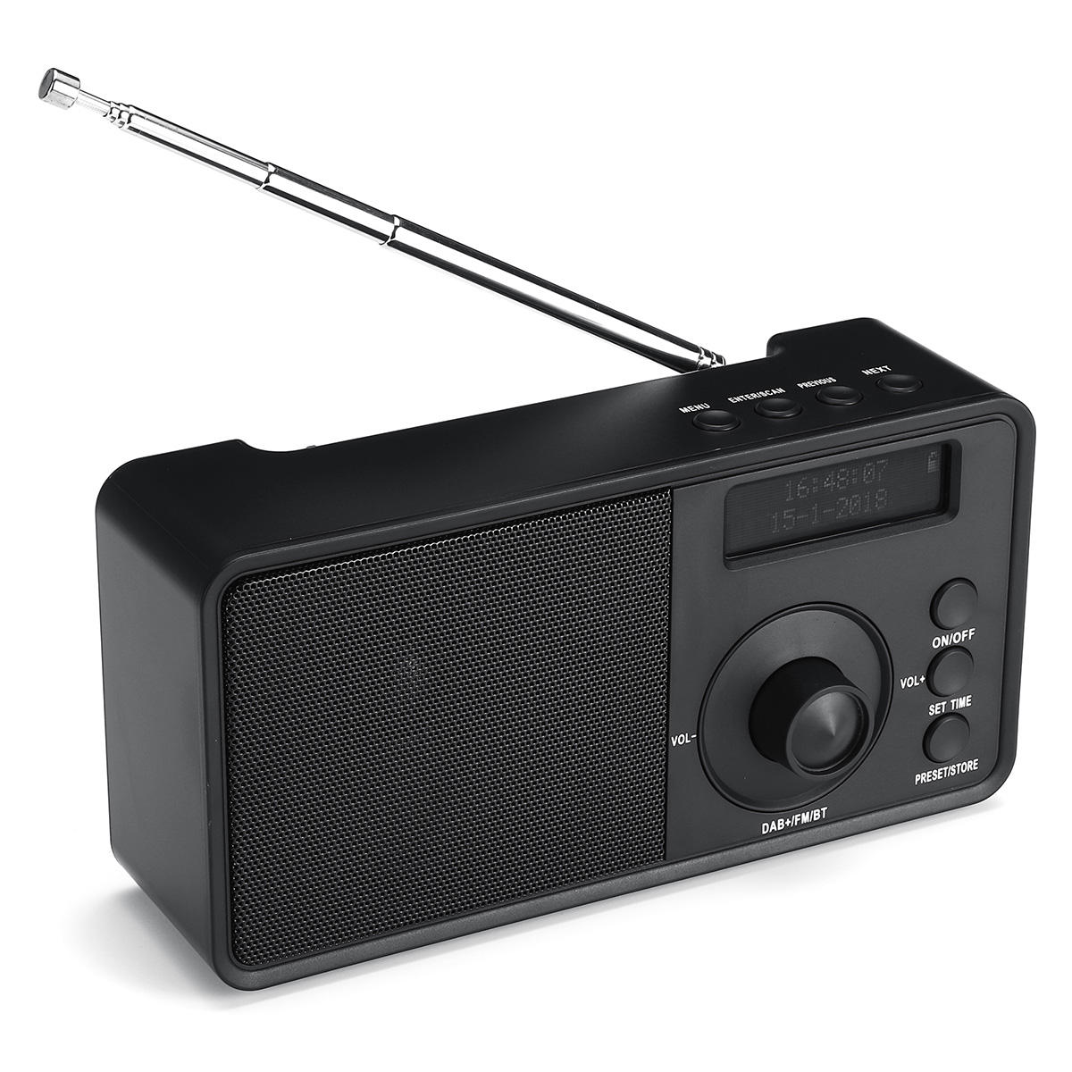 Przenośne radio cyfrowe DAB + Bezprzewodowe głośniki stereo Bluetooth Wyświetlacz LCD Zestaw słuchawkowy na zewnątrz Obsługa Budzik FM AUX