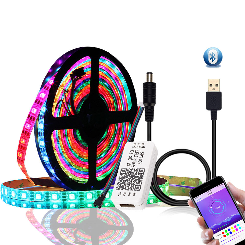 DC5V 1M 2M WS2812B 5050 Bluetooth USB APP Controle RGB Individualmente Endere&ccedil;&aacute;vel LED Kit de Luz de Tira