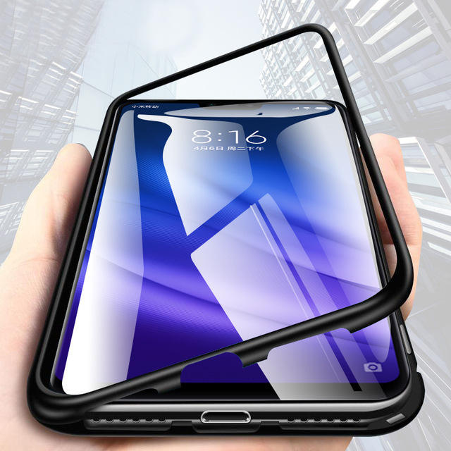 Bakeey Xiaomi用360°磁気吸着金属強化ガラスフリップ保護ケースMi 8 Lite