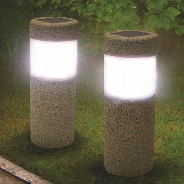 De Lampe Pilier Pierre Blanche Jardin Lumières Solaire Led Cour Pelouse Décoration OZ8n0NPwkX