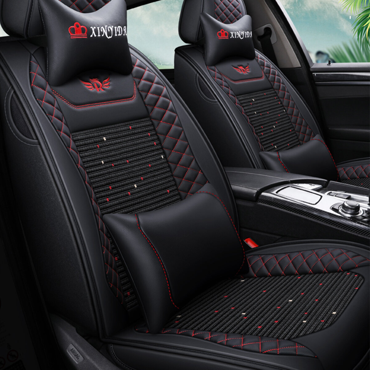 Front Rear Wear Resistant Breathable Leather Car Seat Cushion