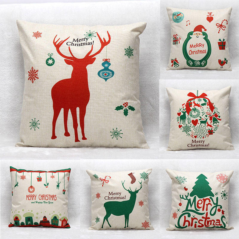 Hidoon® buon Natale serie cotone lino tiro federa cuscino federa