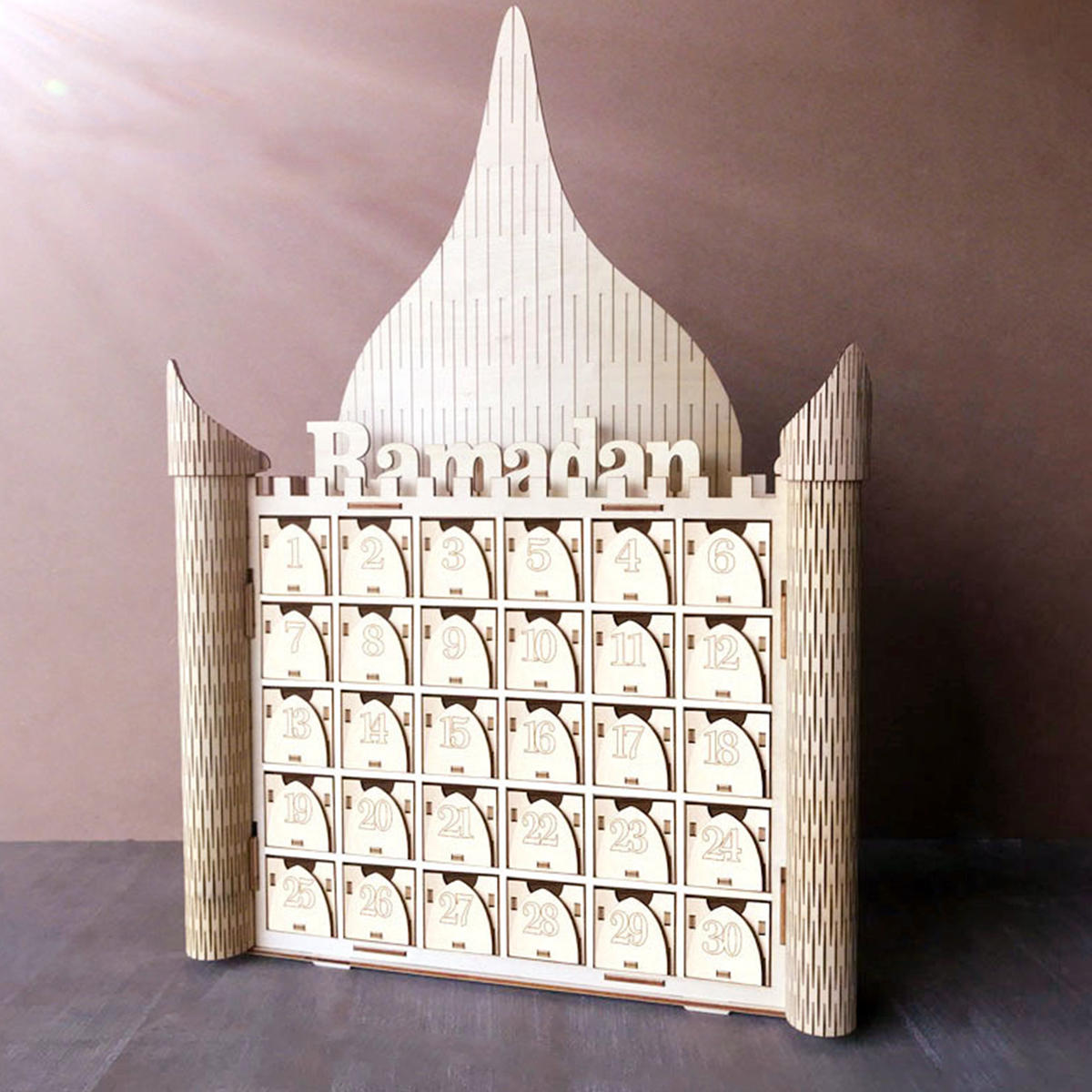 Mdf Wooden Ramadan Advent Calendar Diy House Drawer Stand Rack
