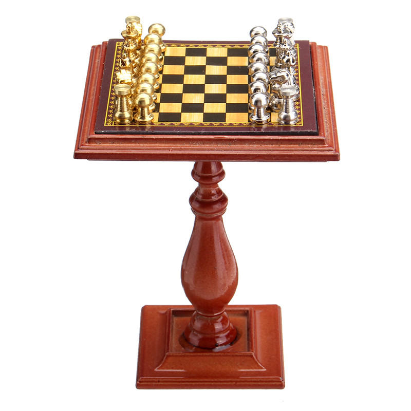 Hot Sale Dollhouse Miniature 1:12 Toy A Set Of Metal Chess Set /_7