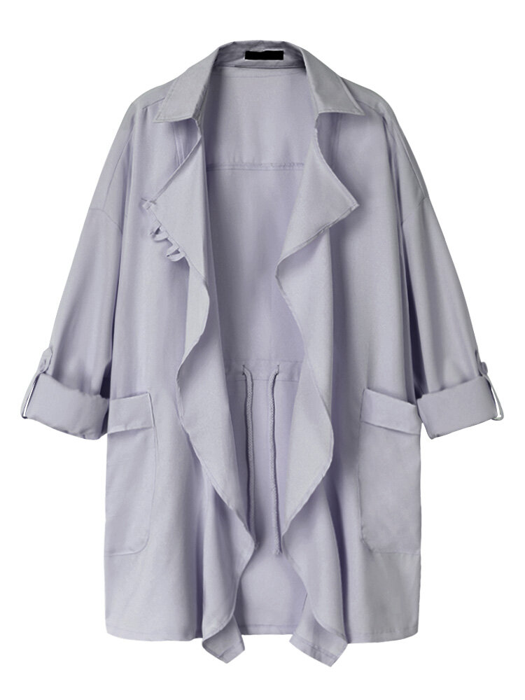 Plus talla casual Mujer solapa cuello manga larga cardigans