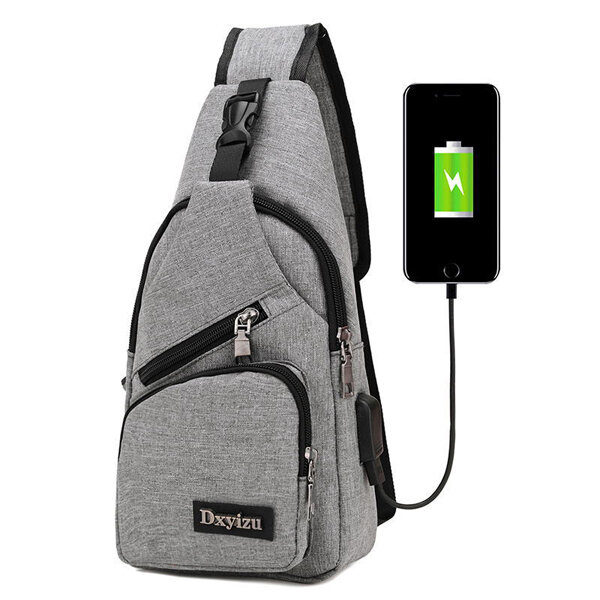 Mannen Casual Sling Bag Outdoor Travel Borst Schouder Crossbody Bag Met USB Port