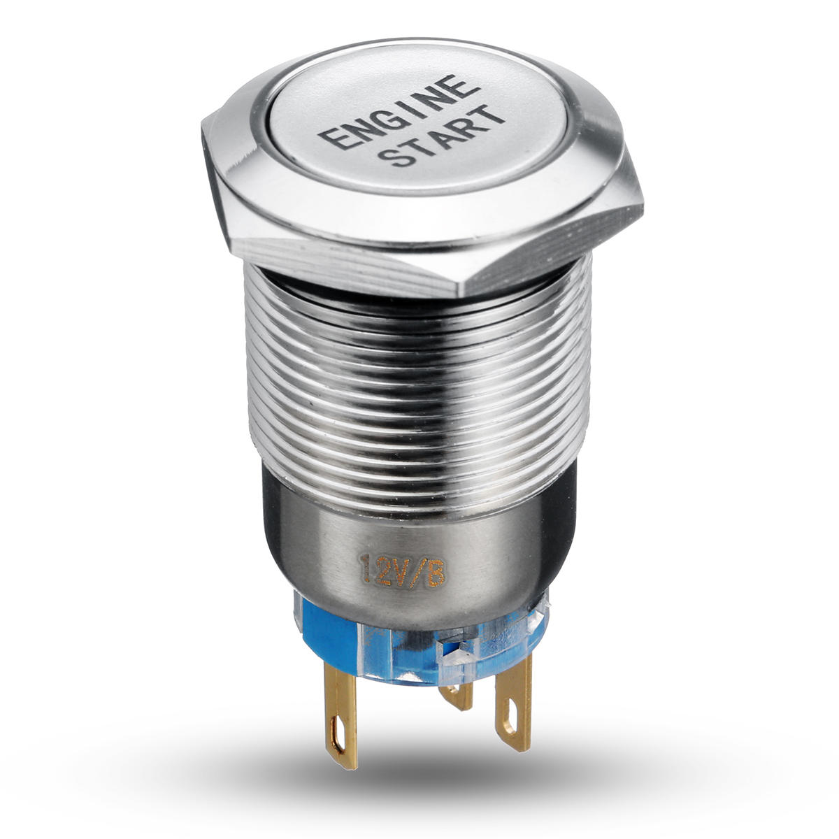 UK 12V 19mm Aluminum Waterproof Momentary Car Push Button Metal LED Power Switch