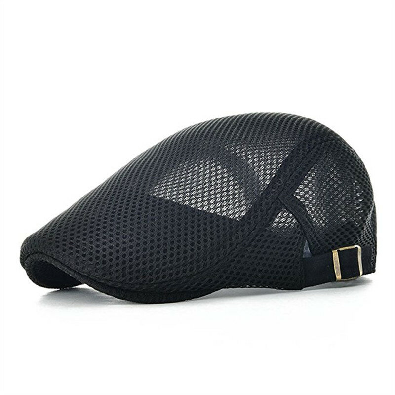 Heren Leisure maas Ademende Baret Hoed Outdoor Sport Effen Krantenjongen Cabbie Platte Cap Vizier 