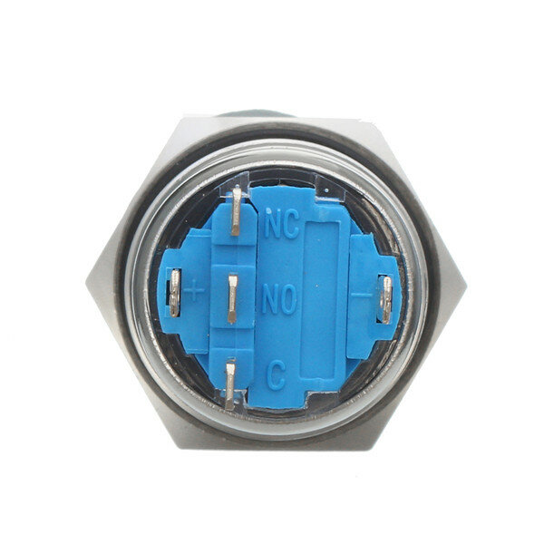 12V 5 Pin 19mm Led Light Stainless Steel Push Button Momentary Switch Sliver 