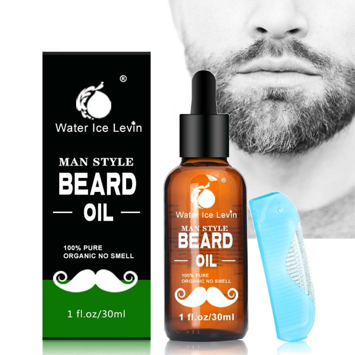 Water Ice Levin Beard Oil Men Grooming Care Blue Comb Mustache