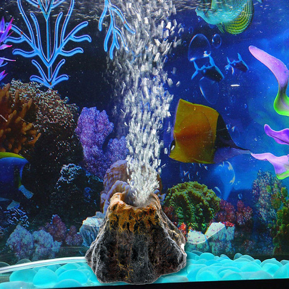 Volcano Shape Aquarium Fish Tank Decor Oxygen Pump Air Bubble