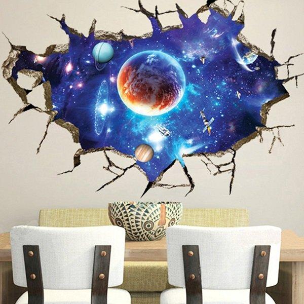 3d Sticker Outer Space Wall Stickers Home Decor Mural Art Removable Galaxy Wall Decals