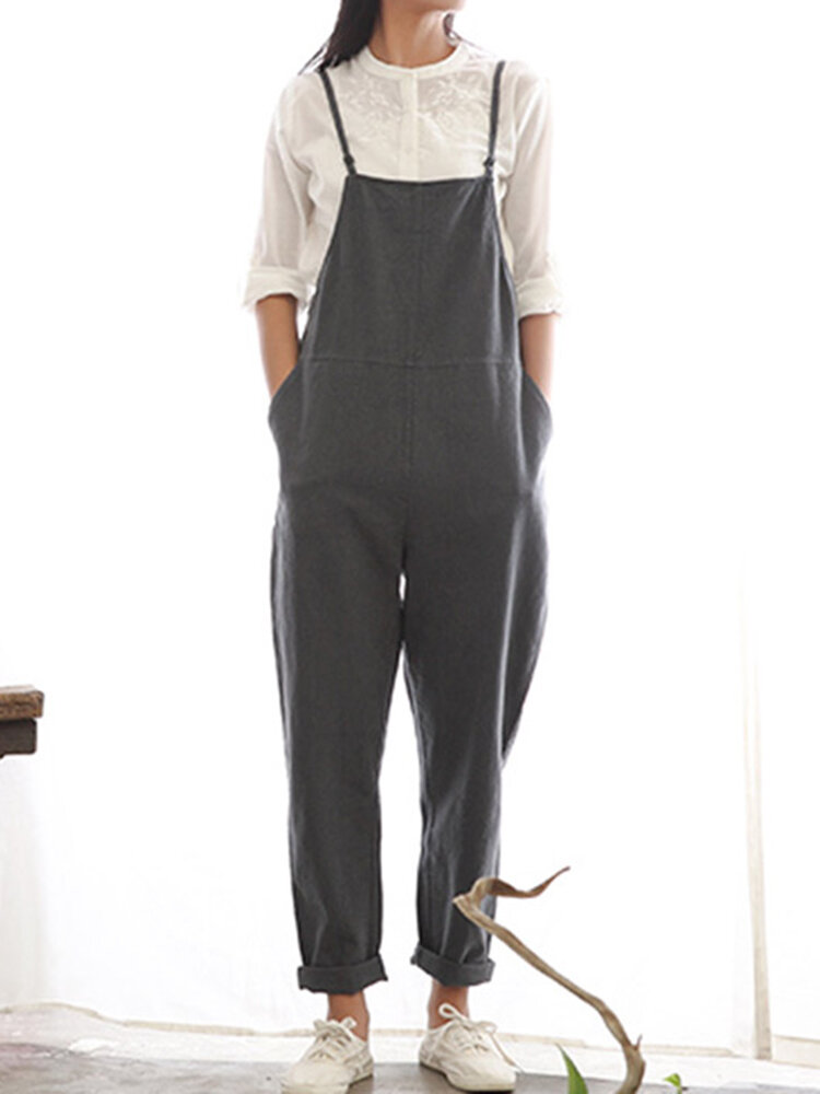 Femme Salopettes de Loisir de Sangle Couleur Unie Bouton Lat&eacute;ral