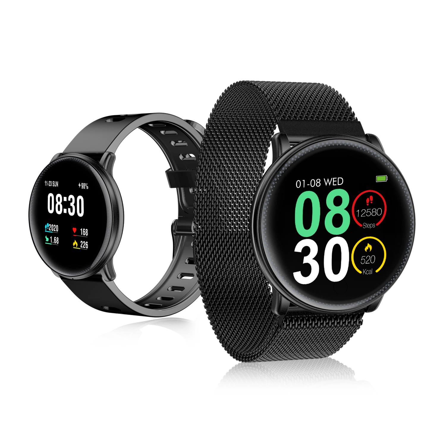 [Gratis geschenk] UMIDIGI Uwatch2 Volledig touchscreen Volledig stalen behuizing 24-uurs hartslag Sportmodus Bericht Smart Watch 