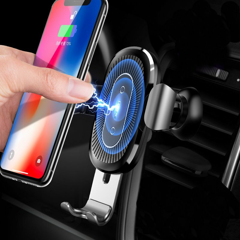 Baseus Wireless Car Mount Air Vent Mobile Phone Holder 10W Qi Fast Charger Black
