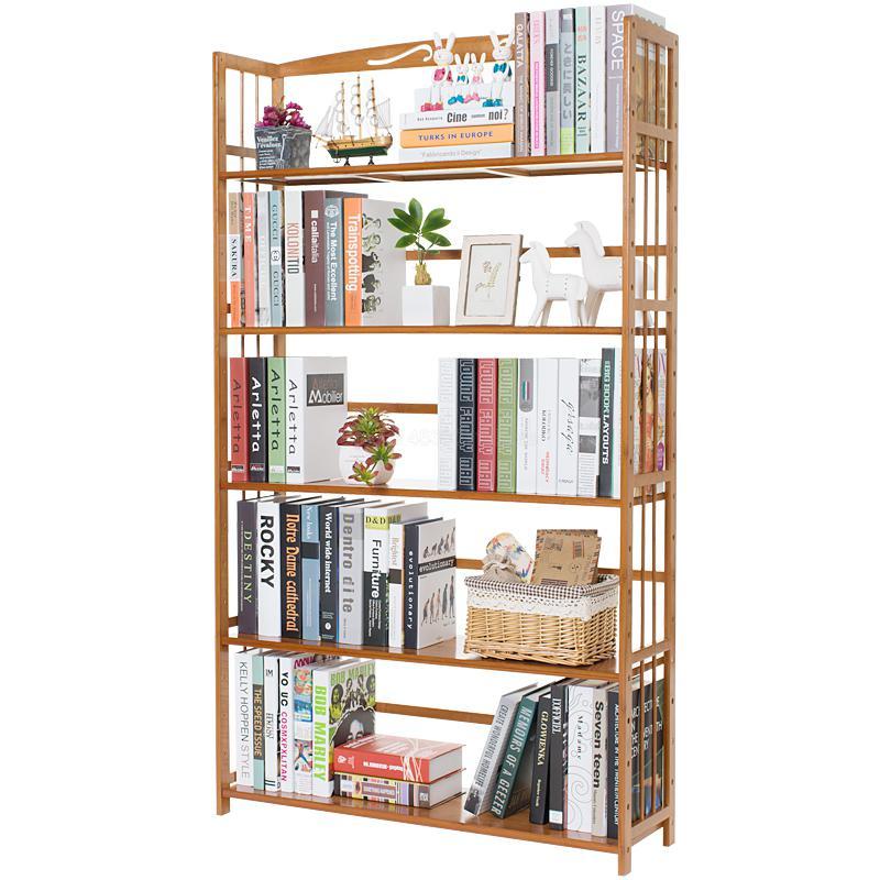 Solid Wood Bamboo Bookshelf Elegant Book Display Rack Standing