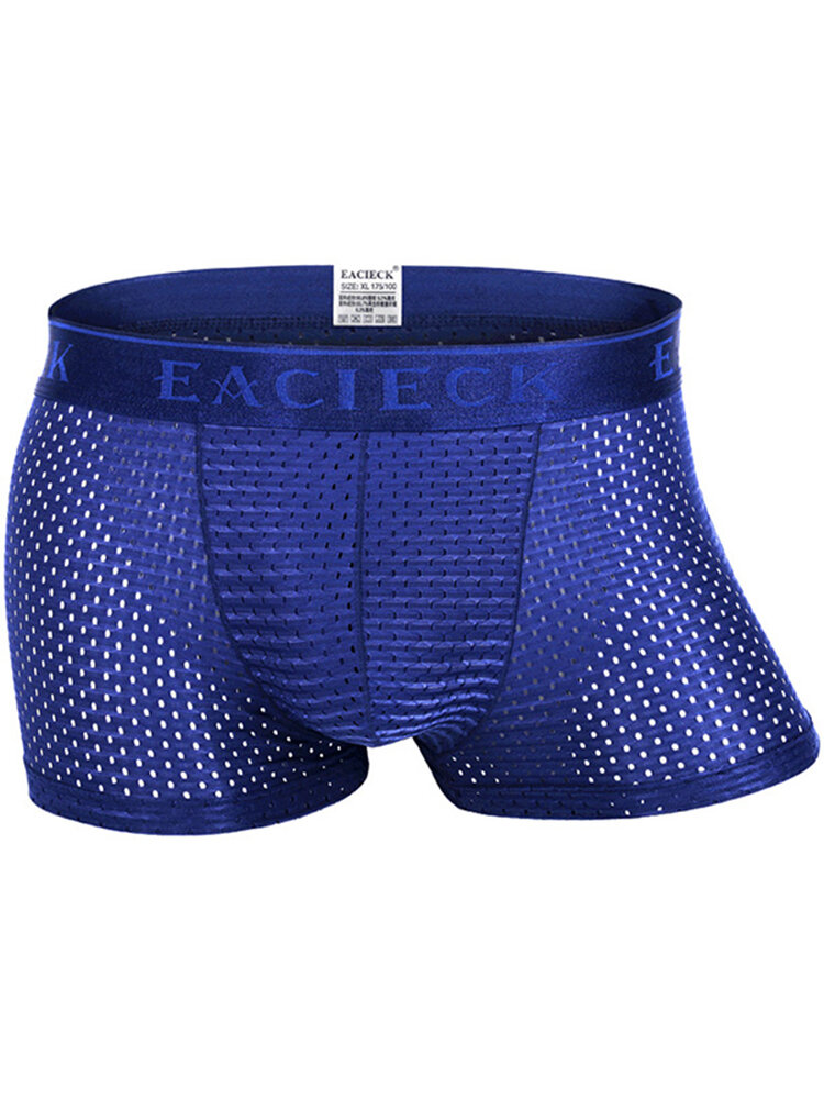 メンズメッシュ通気性の下着カジュアルアイスシルク薄い無地ボクサー