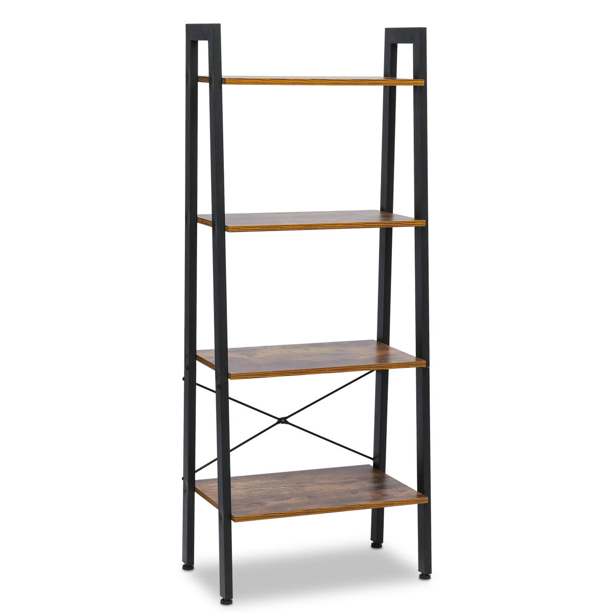 Vintage Wooden 4 Tier Bookshelf Industrial Ladder Shelf Rustic