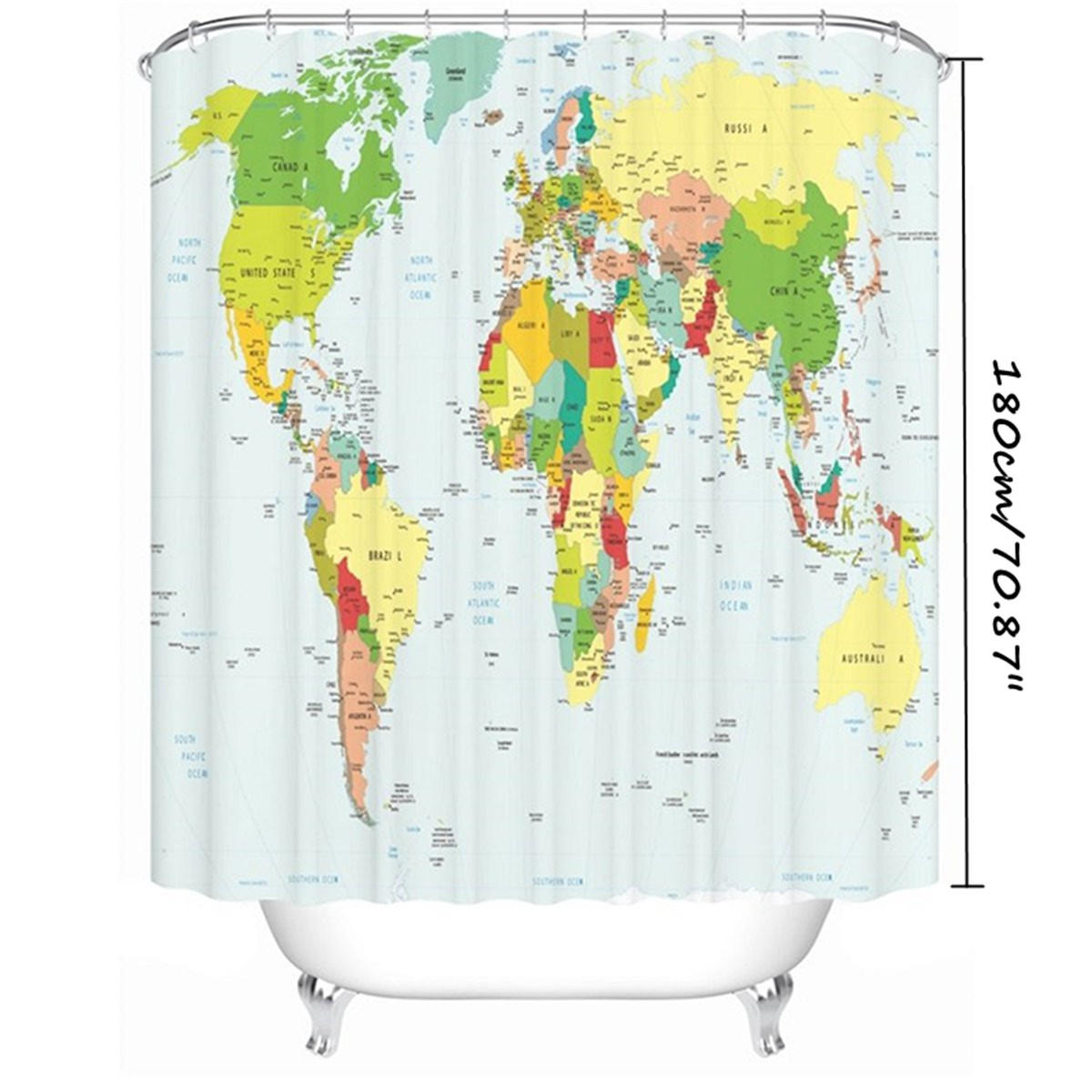 Bathroom Supplies Accessories 180x180cm Polyester World Map Bathroom Bath Waterproof Fabric Shower Curtain Set Garden Curtains