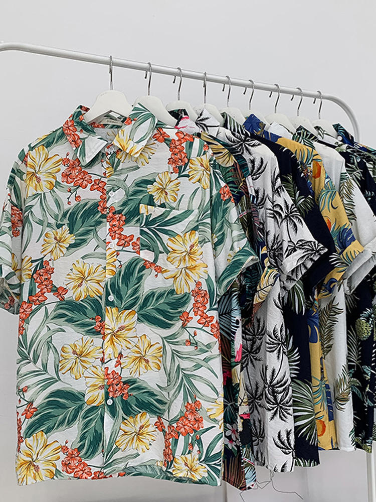 Женская повседневная пуговица с цветочным принтом Пляжный Holiday Summer Blouse