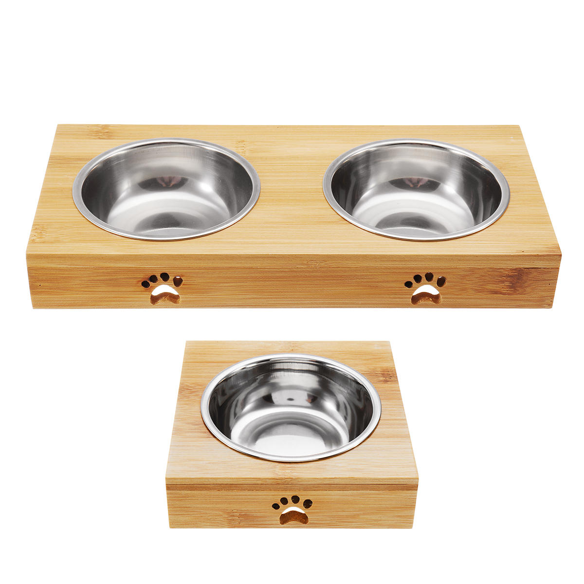 Non Slip Double Bols Pour Animaux De Compagnie Chien Chat Chat Nourriture Pour Chiot Alimentation Bol Dalimentation Bol En Bois