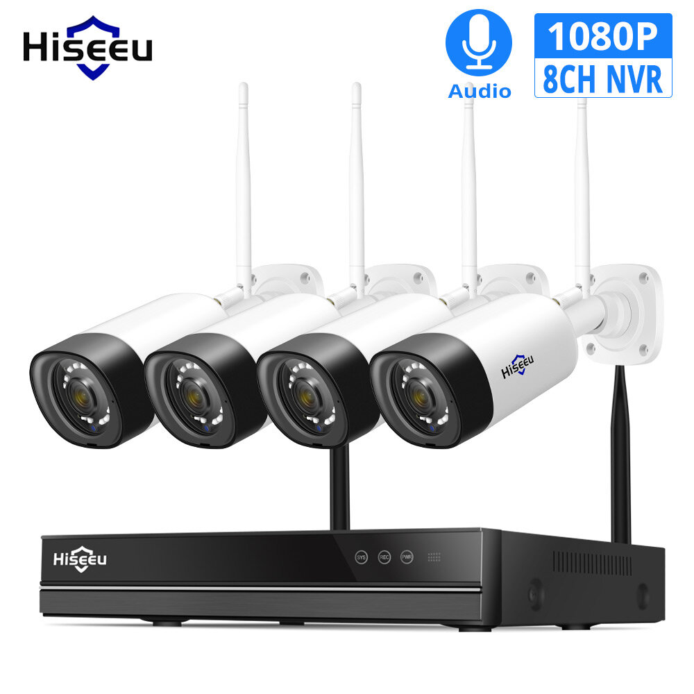 HISEEU 1080p 8CH WiFi NVR 8 Wireless IP IR Video Camera Home Security System 1TB