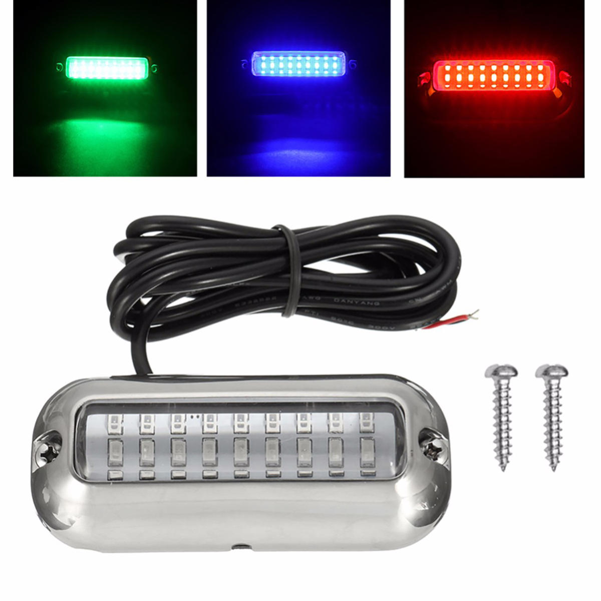 2x Red+Green Submersible Navigation 24" Light Waterproof Marine Boat LED Strips