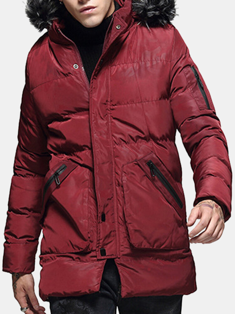 Parka Thicken Jacket Coat Hooded Overcoat Outwear Faux Fur Warm Winter Men/'s