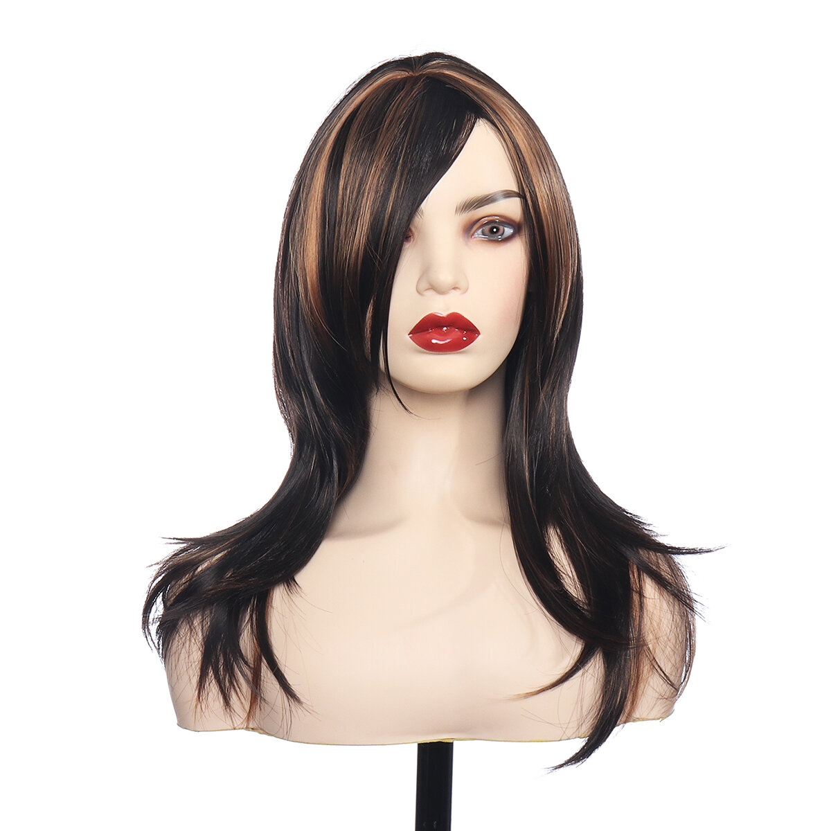Synthetic Wigs Long Straight Layered Hairstyle Ombre Black B At