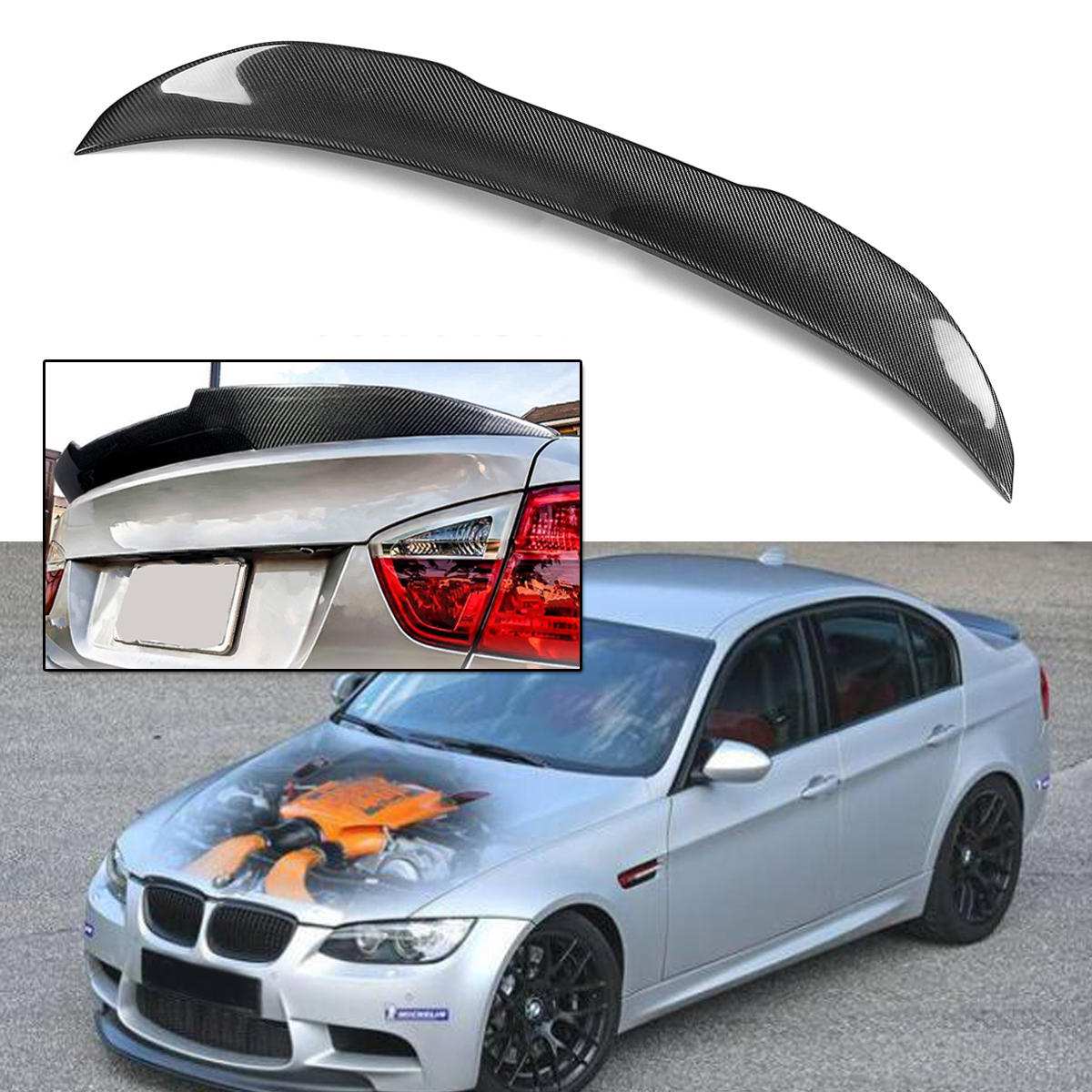 Real Carbon Fiber Car Trunk Spoiler Lid Wing For Bmw E90 3 Series