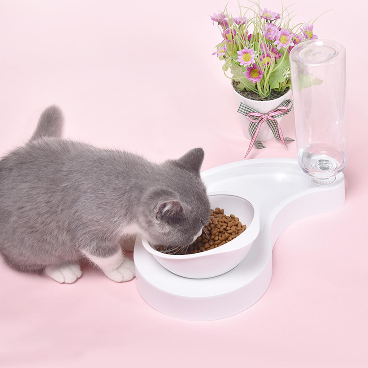 Automatic 2 In 1 Pet Feeder Cat Dog Bowl Waterer Dispenser Puppy
