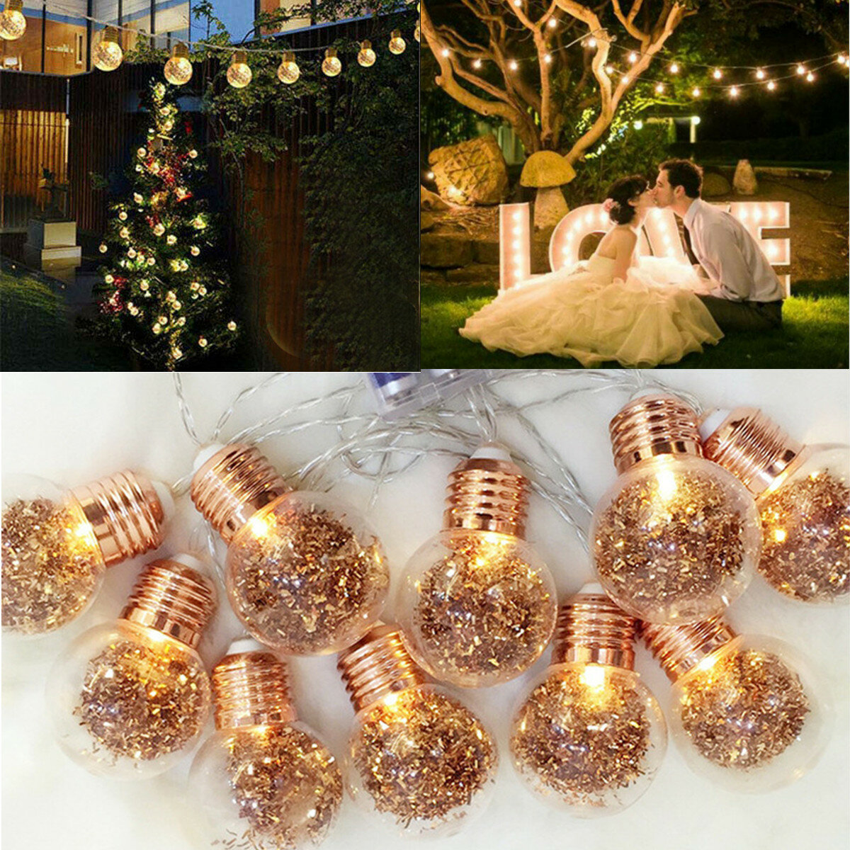 10 Led Bulbs String Lights Fairy Lamp Patio Party Yard Garden