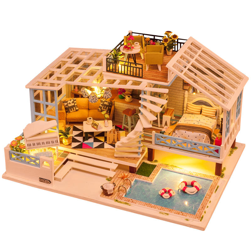 Iiecreate K 045 Crete Holidays Diy Cottage Doll House With Dust