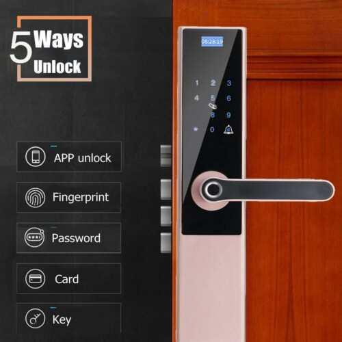 Rose Gold Smart Lock Fingerprint Biometric Door Lock Keyless Touchscreen Keypad Card Anti Theft Lock Wifi Electronic Password Home