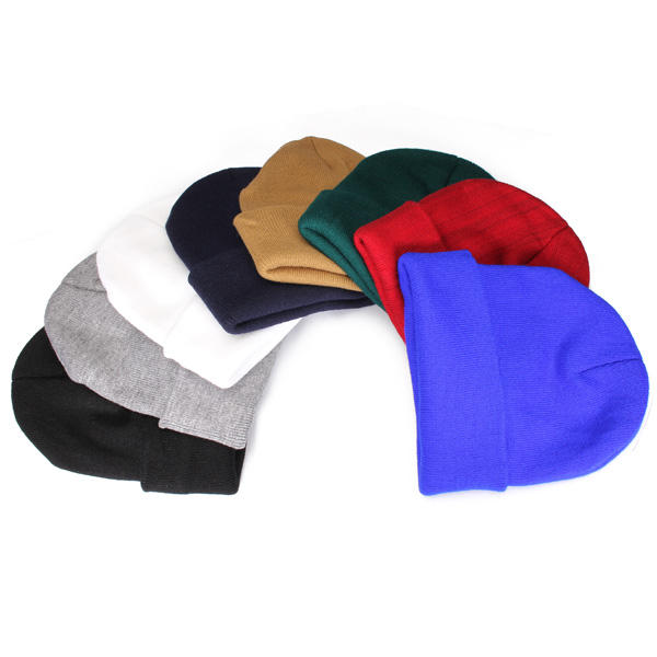 Mode Casual Unisex Solid Color Soft Plain Ski Knit Beanie Hat