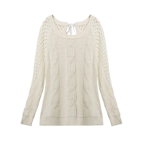 المرأة القوس الجوف السترة فضفاضة طويلة الأكمام جولة الرقبة الرسن سترة