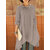 Loose Women Long Sleeve Pure Color Asymmetrical Hem Blouse