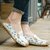 Women Leisure Shoes Breathable Hollow Out Flats Soft Sole Loafers Flower Printing Loafers